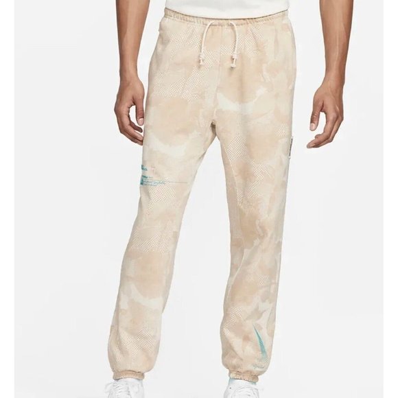 Nike Standard Issue Basketball Sweatpants Tan White Floral Men's Size Me…
